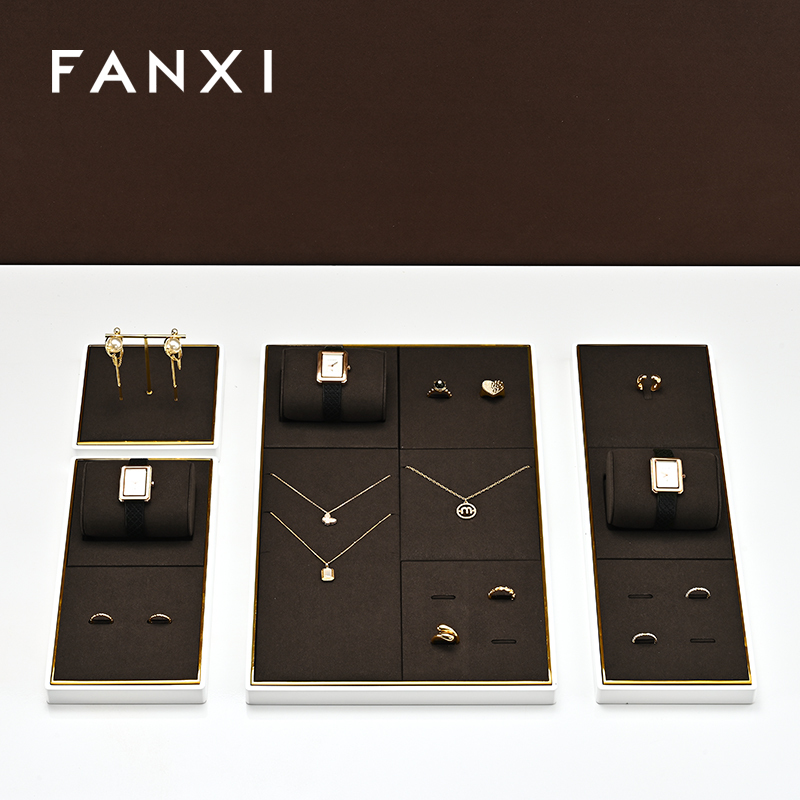 FANXI wholesale Coffee color Metal Jewelry display tray