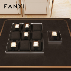 FANXI luxury Brown Microfiber metal watch display set