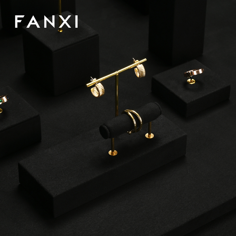 FANXI high end Black Microfiber jewelry display stand set