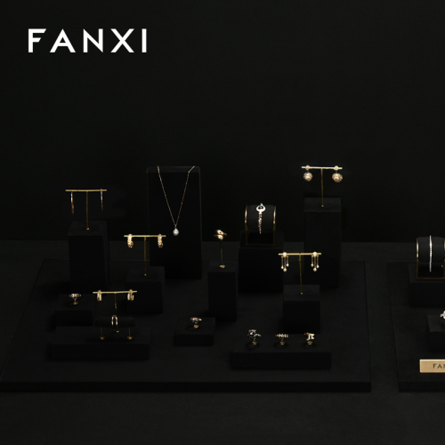 FANXI high end Black Microfiber jewelry display stand set