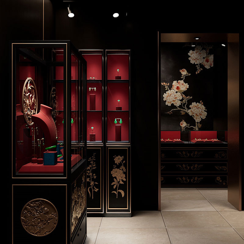 FANXI custom Green and Red Microfiber leather jewellery display