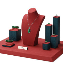 FANXI custom Green and Red Microfiber leather jewellery display