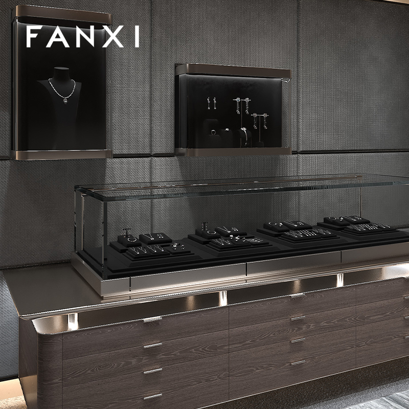 FANXI new arrival black Microfiber luxury jewellery display