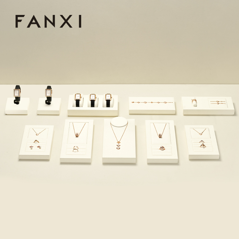 FANXI high quality Beige Microfiber necklace display