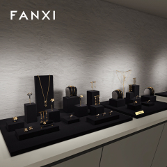 FANXI high end Black Microfiber jewelry display stand set