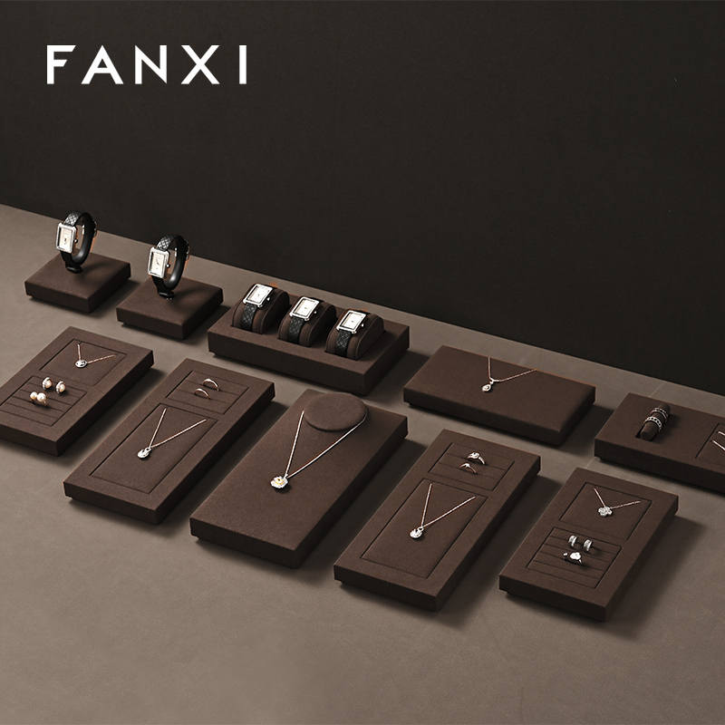 FANXI wholesale Coffee color Microfiber Jewelry display