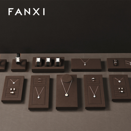 FANXI wholesale Coffee color Microfiber Jewelry display