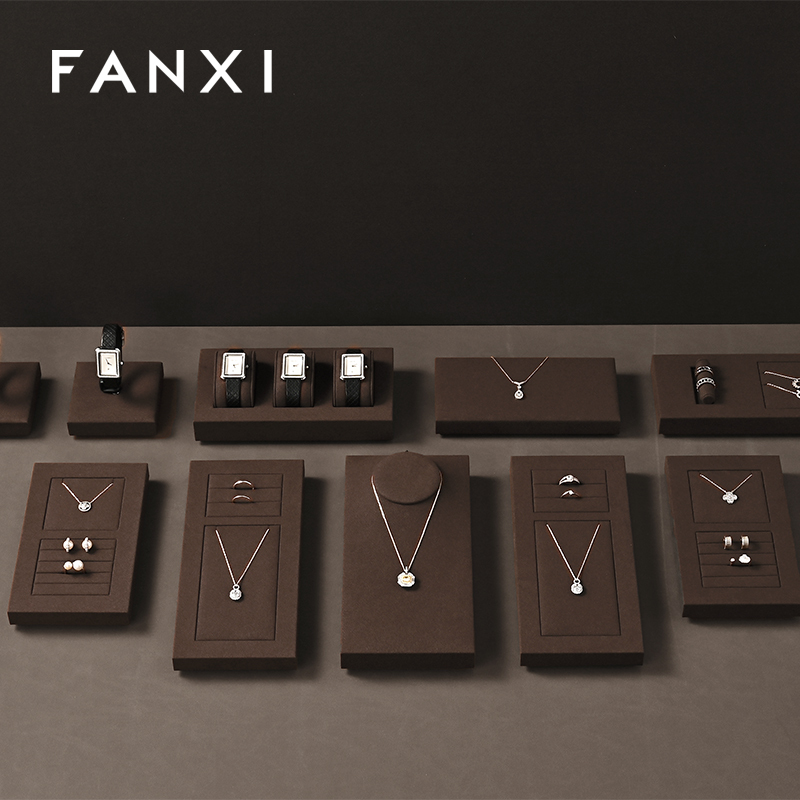FANXI wholesale Coffee color Microfiber Jewelry display