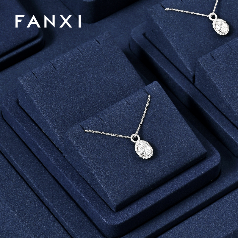 FANXI high quality Blue Microfiber luxurious jewelry display