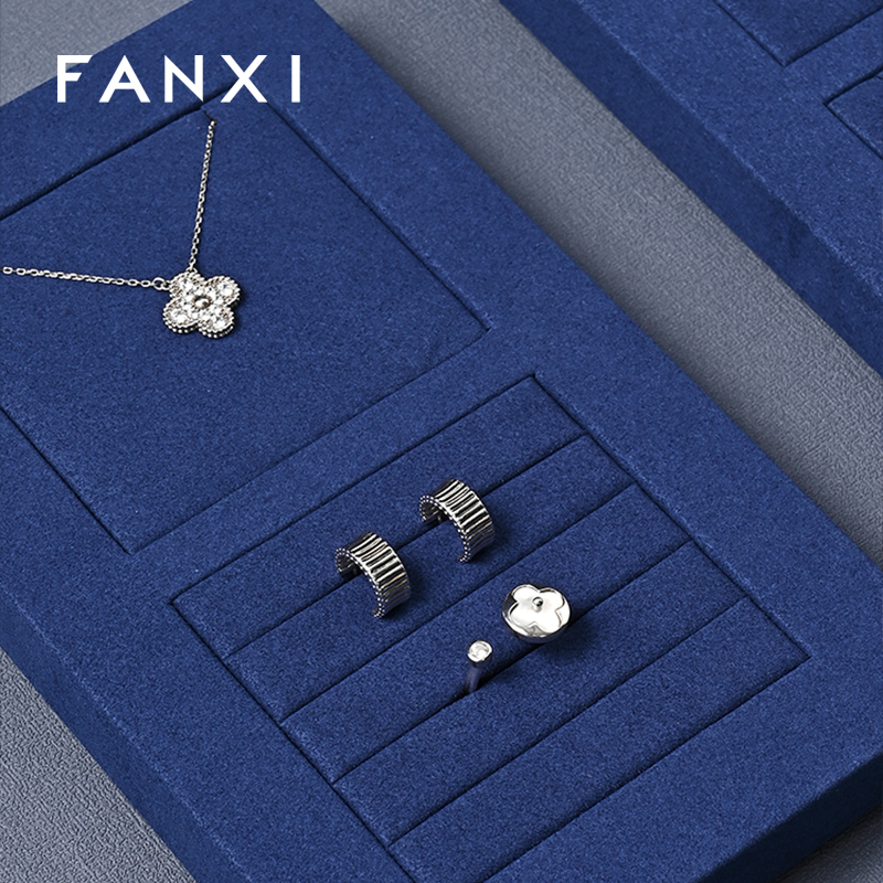 FANXI hot sale Blue Microfiber luxury Jewelry display tray