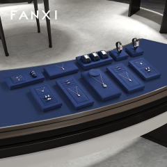 FANXI hot sale Blue Microfiber luxury Jewelry display tray