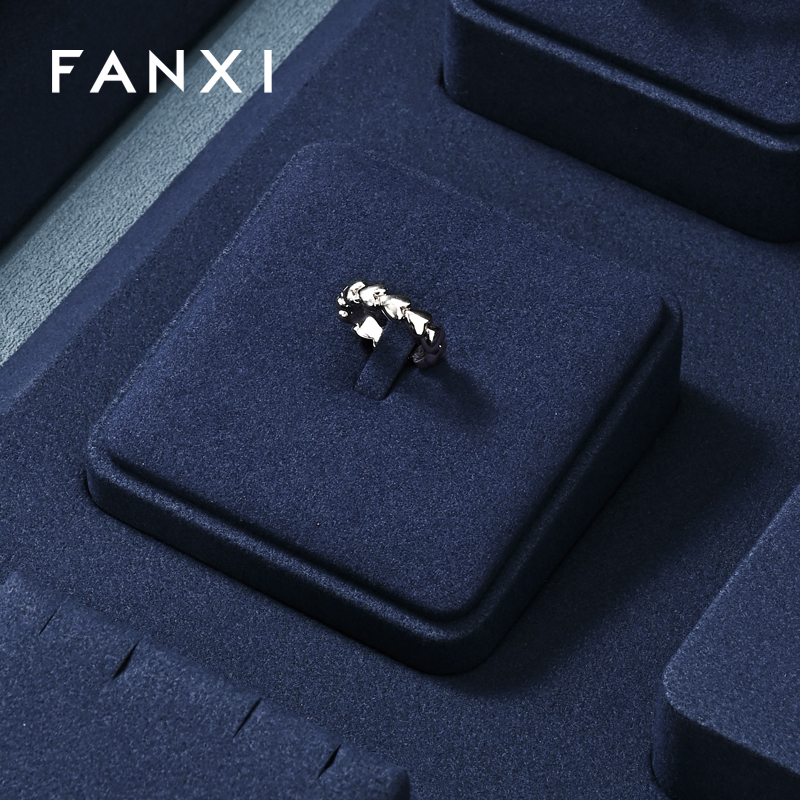 FANXI high quality Blue Microfiber luxurious jewelry display