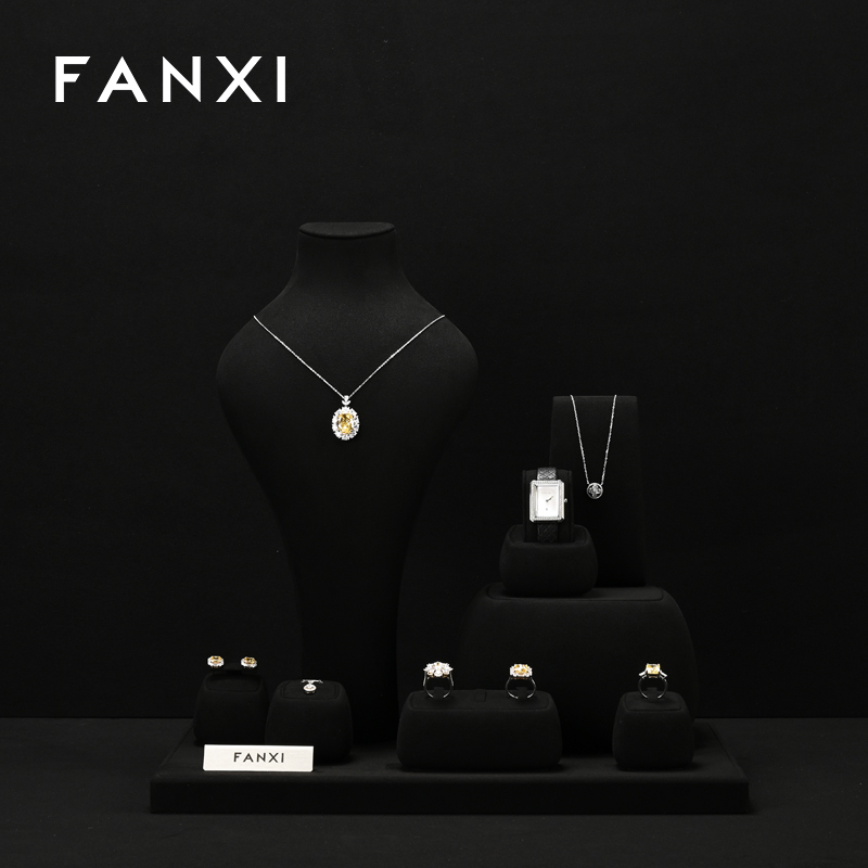 FANXI high end Black Microfiber jewelry presentation