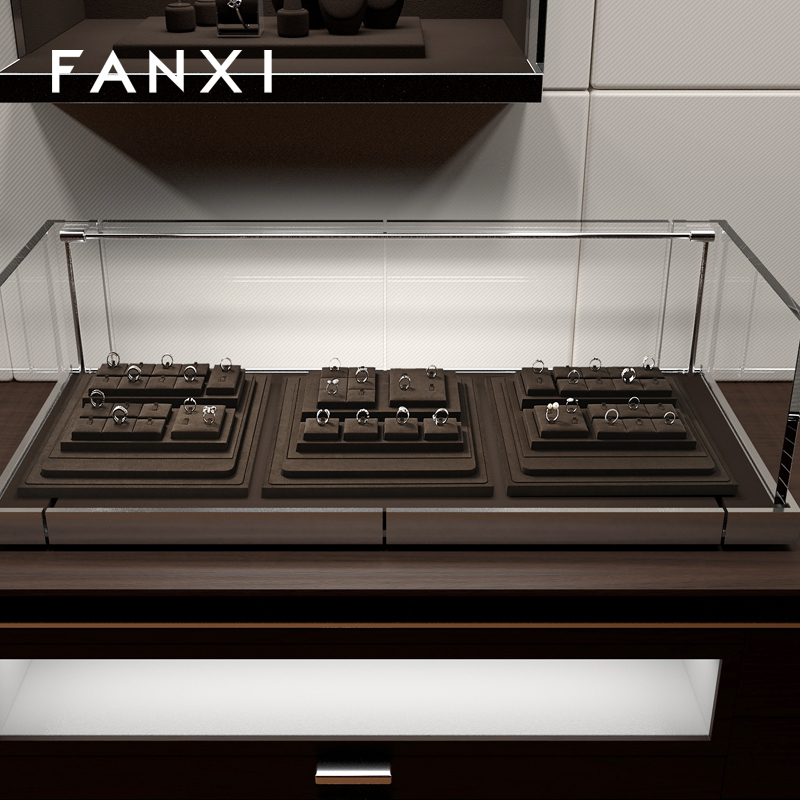 FANXI luxury Brown Microfiber jewellery ring display