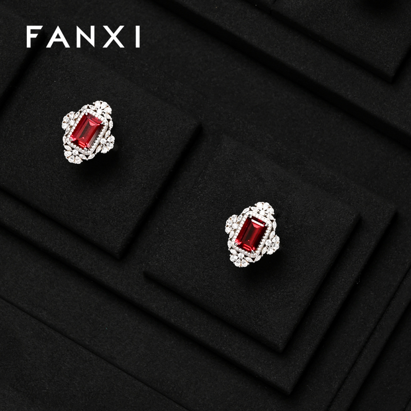 FANXI wholesale Black Microfiber jewellery ring display