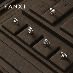 FANXI luxury Brown Microfiber jewellery ring display