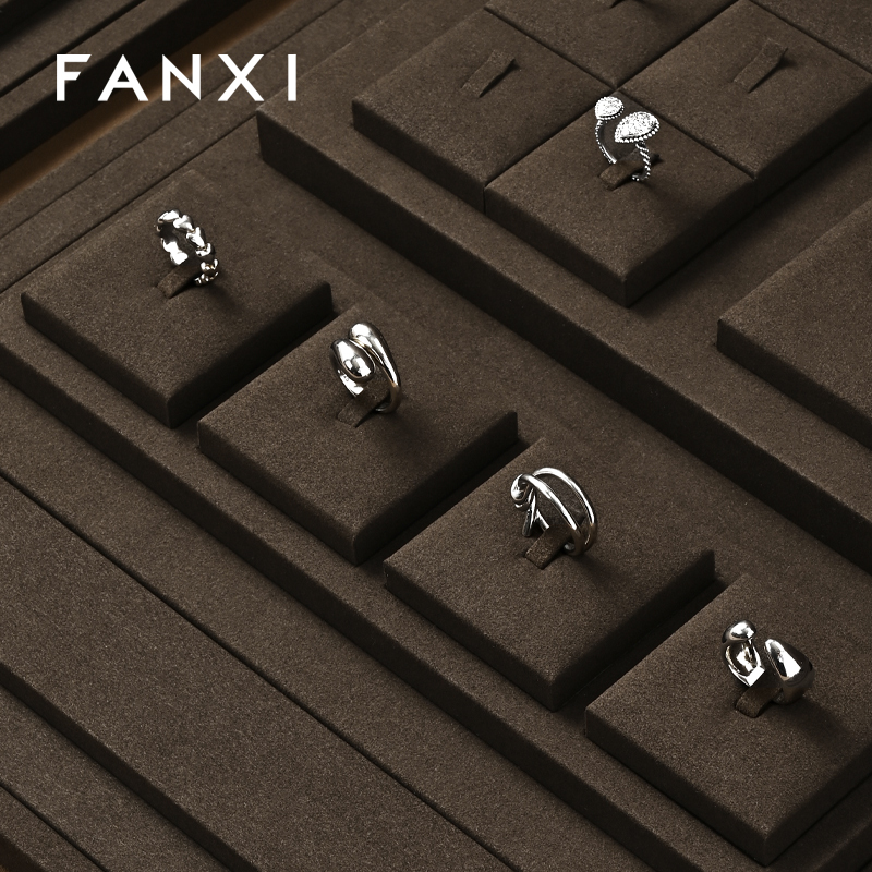 FANXI luxury Brown Microfiber jewellery ring display