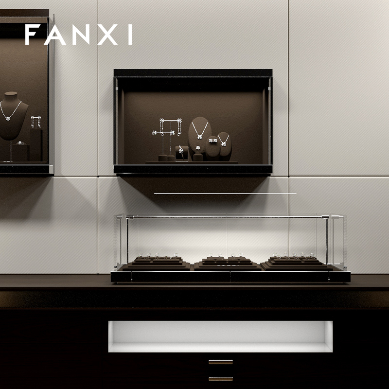 FANXI luxury Brown Microfiber jewellery ring display