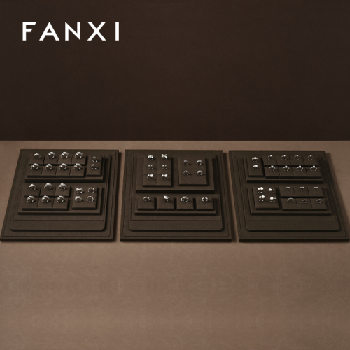 FANXI luxury Brown Microfiber jewellery ring display