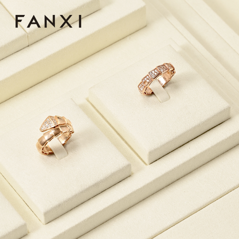 FANXI custom Beige Microfiber jewellery ring display