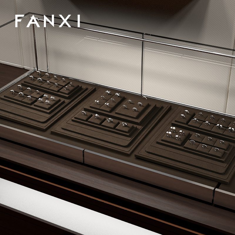 FANXI luxury Brown Microfiber jewellery ring display
