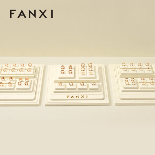 FANXI custom Beige Microfiber jewellery ring display