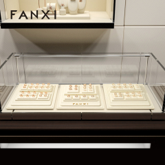 FANXI custom Beige Microfiber jewellery ring display