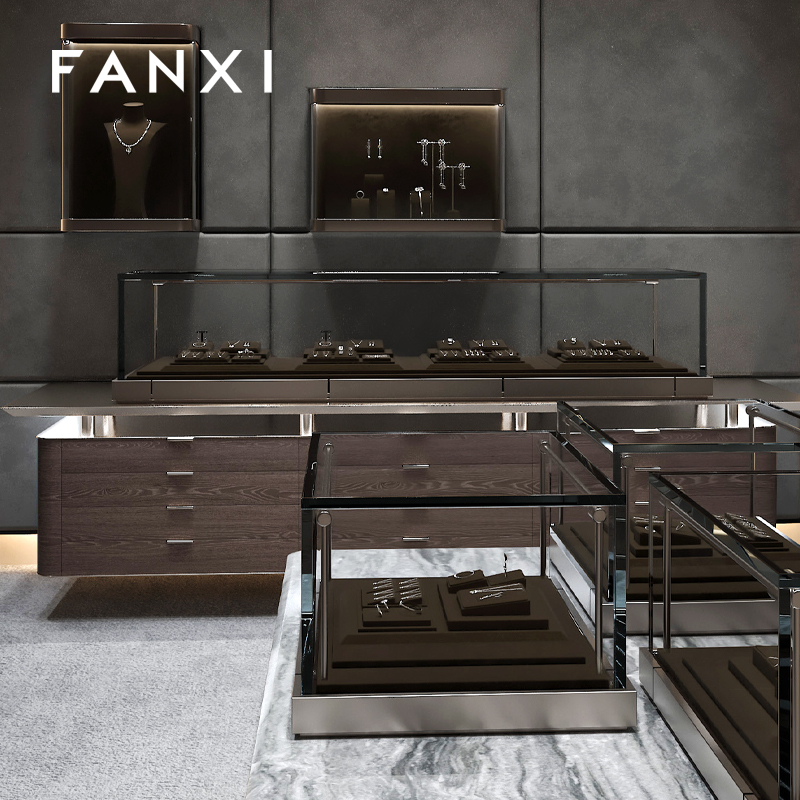 FANXI new arrival Brown Microfiber jewellery ring display