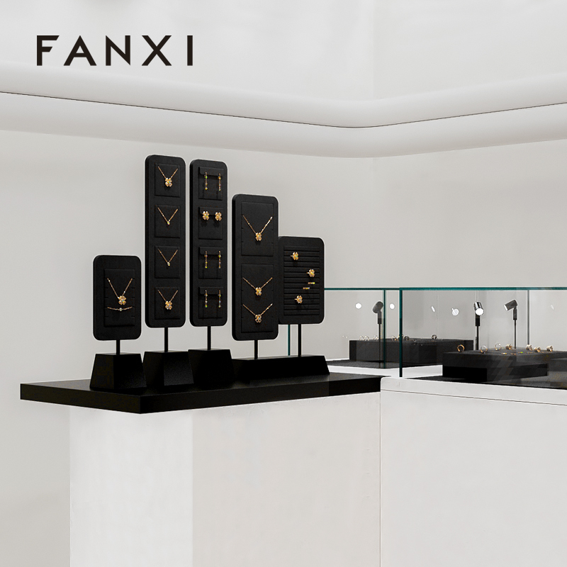 FANXI wholesale Black Microfiber baking paint Jewelry Rack