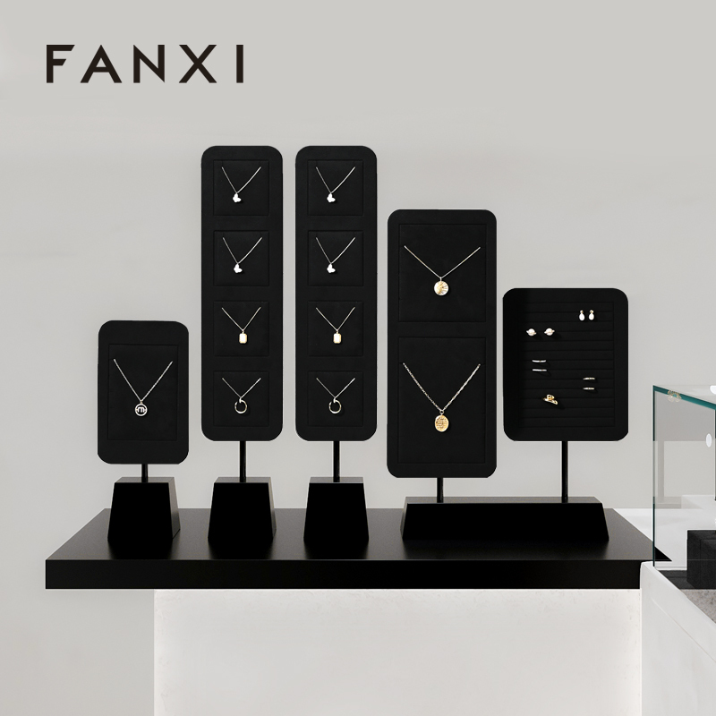 FANXI wholesale Black Microfiber baking paint Jewelry Rack