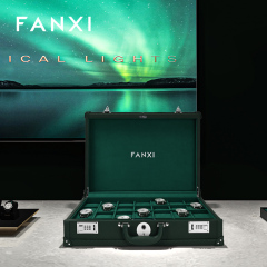 FANXI luxury Dark green leather Microfiber Watch storage suitcase
