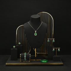 High-end metal frame jewelry display set with black microfiber