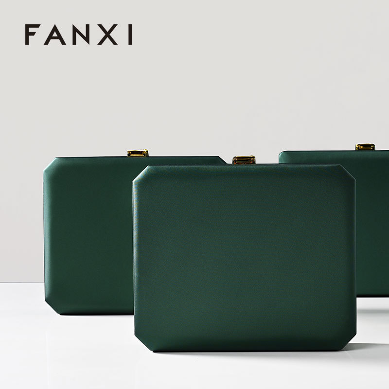 FANXI factory blackish green leather Jewelry storage box