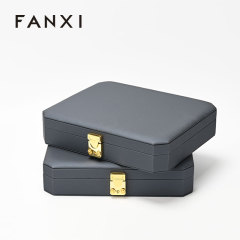 FANXI luxury blue leather microfiber Jewelry storage box