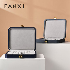FANXI luxury blue leather microfiber Jewelry storage box