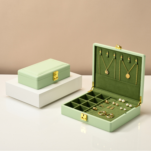 FANXI wholesale Green PU leather Microfiber Jewelry box