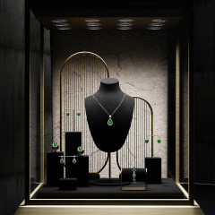 High-end metal frame jewelry display set with black microfiber