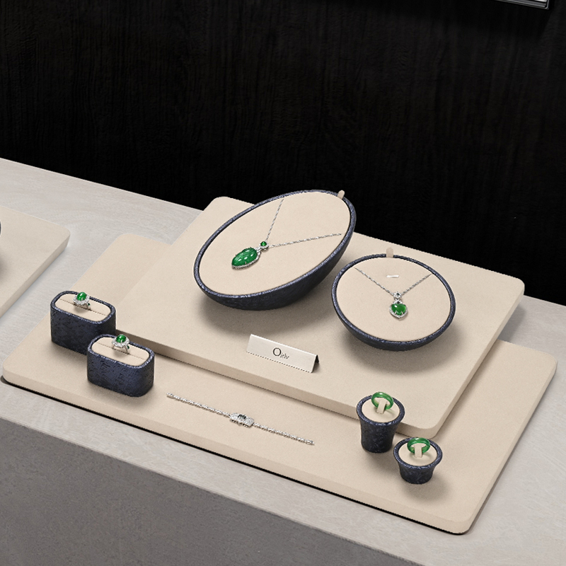 FANXI custom off white leather Microfiber Jewelry display set
