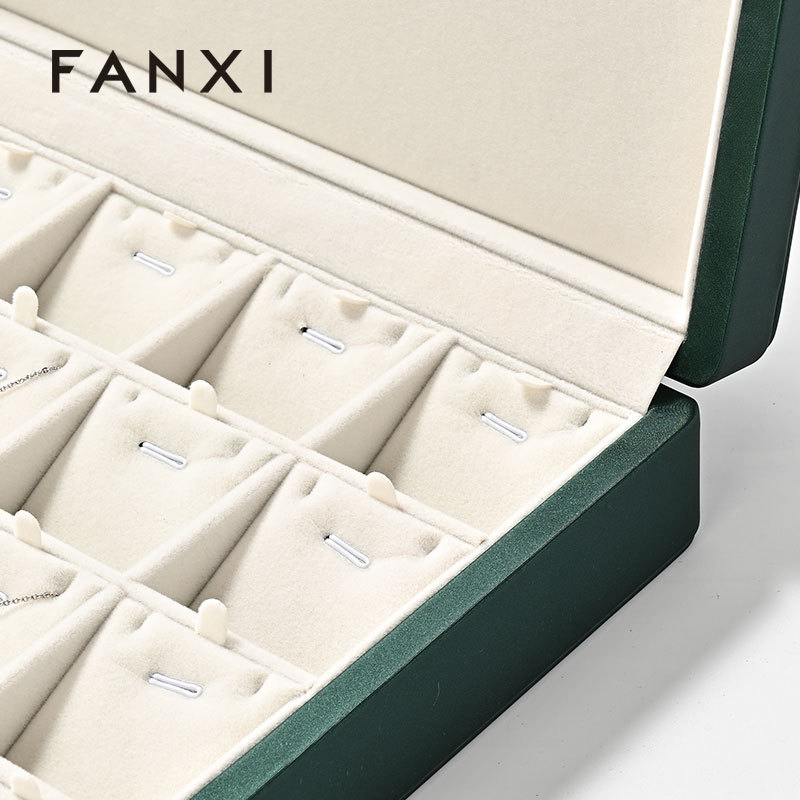 FANXI factory blackish green leather Jewelry storage box
