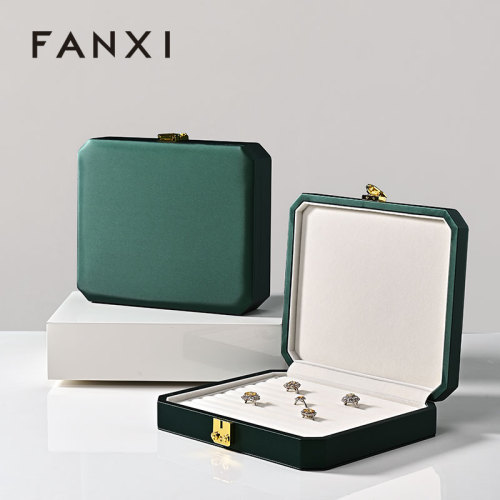 FANXI factory blackish green leather Jewelry storage box