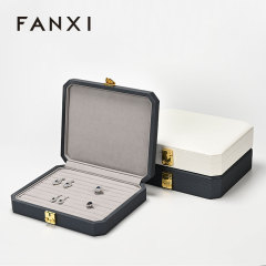 FANXI luxury blue leather microfiber Jewelry storage box