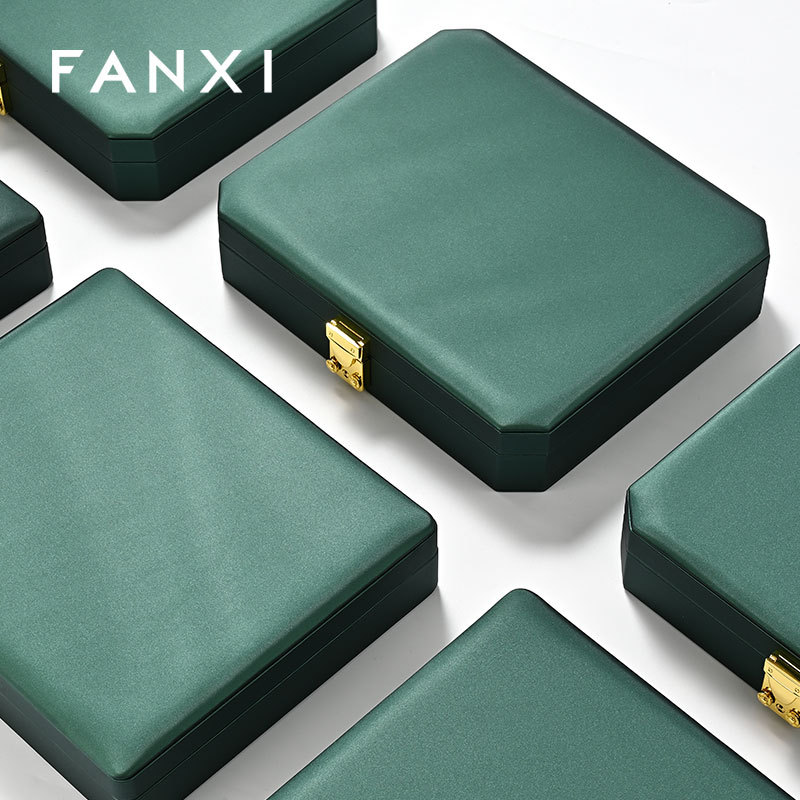 FANXI factory blackish green leather Jewelry storage box