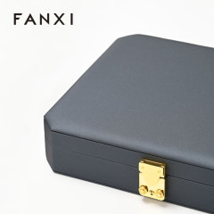 FANXI luxury blue leather microfiber Jewelry storage box