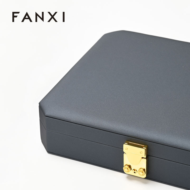 FANXI luxury blue leather microfiber Jewelry storage box