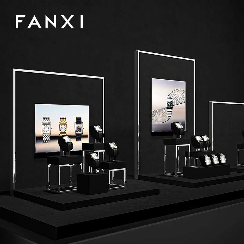 FANXI new arrival Black and Mirror Silver Watch combination set