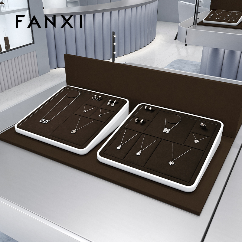 FANXI luxury coffee MDF Baking paint jewelry display