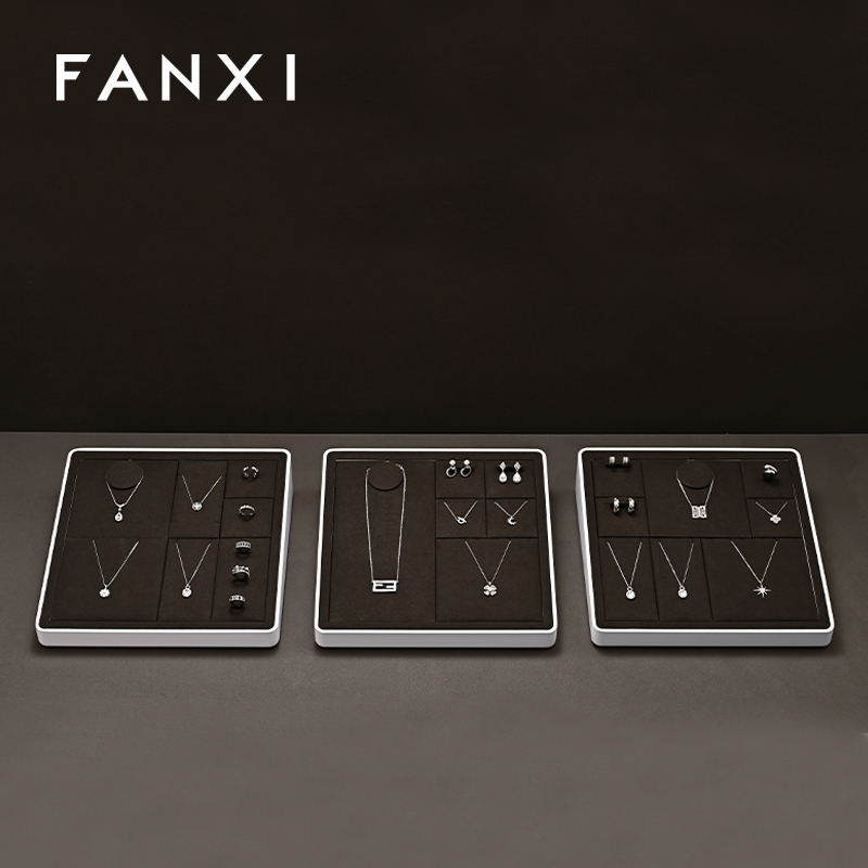 FANXI luxury coffee MDF Baking paint jewelry display
