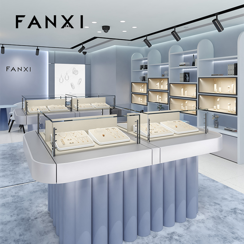 FANXI fashion Beige Microfiber MDF Baking paint jewelry display