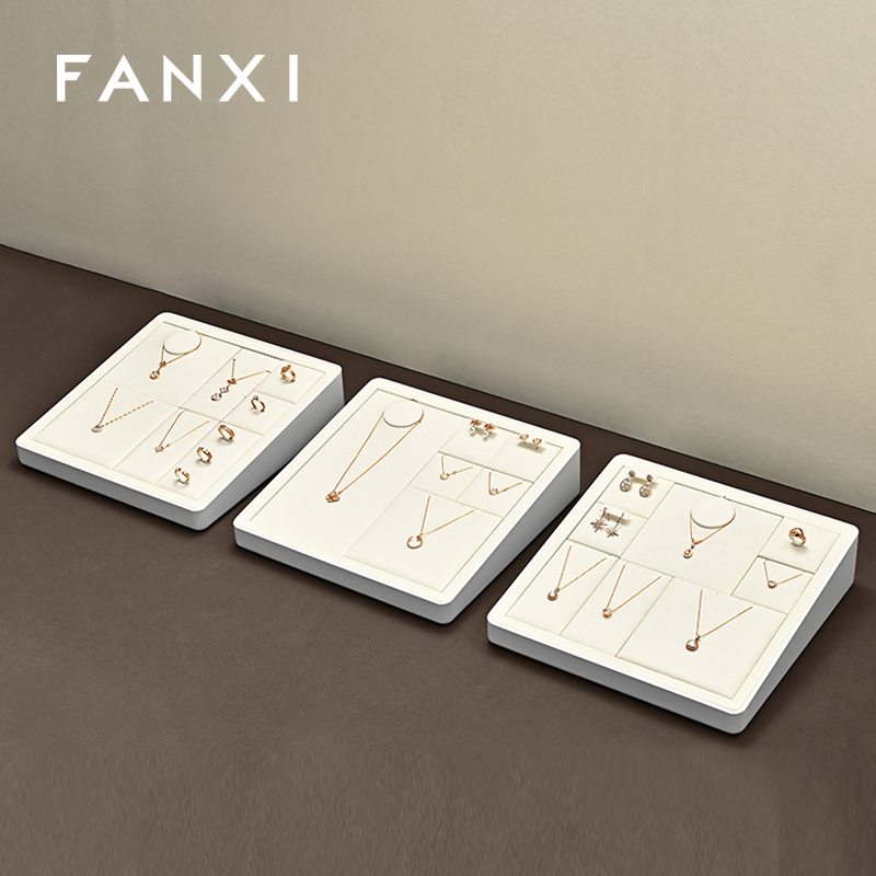 FANXI fashion Beige Microfiber MDF Baking paint jewelry display
