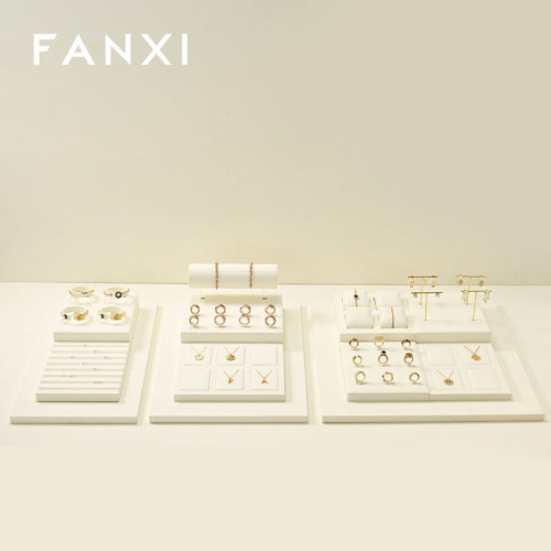 FANXI new arrival Beige Microfiber jewellery ring display